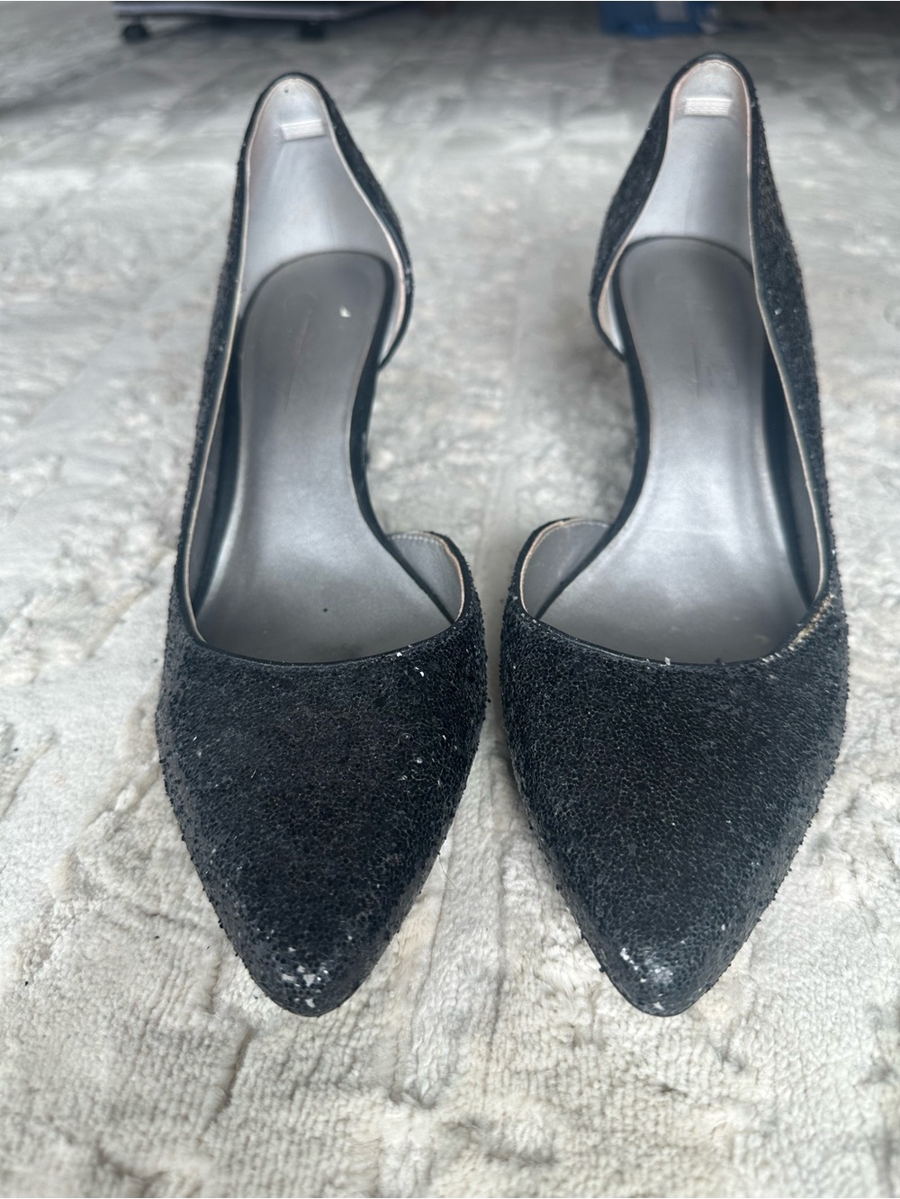 Shoes of Prey D’Orsay Black Glitter Pumps Size 40 Pointed Toe Heels